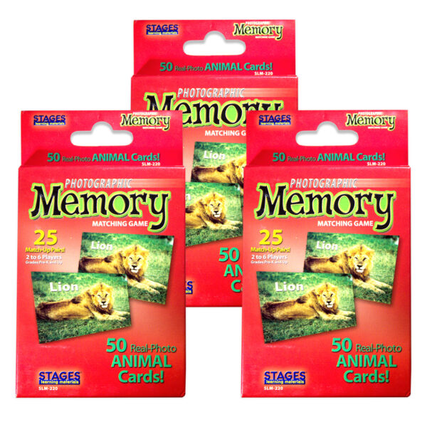 Photographic Memory Matching Game, Animals, Pack of 3