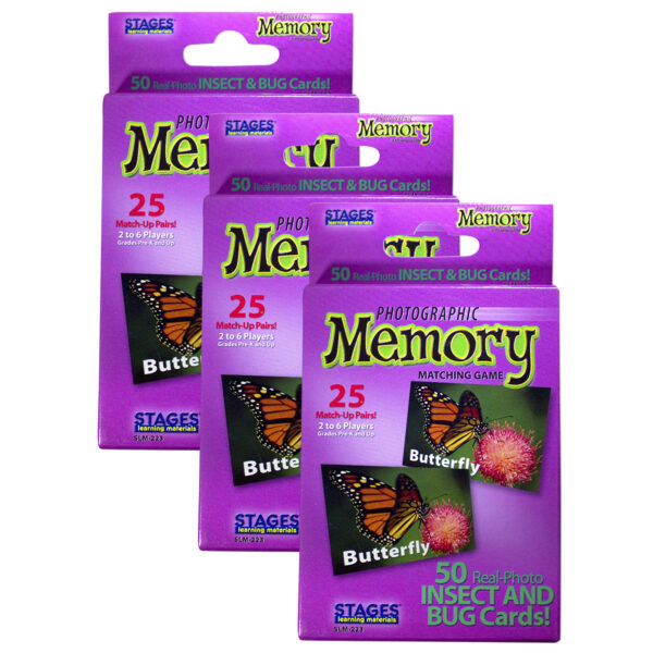 ERSSLM223-3.jpg Photographic Memory Matching Game, Insects & Bugs, Pack of 3