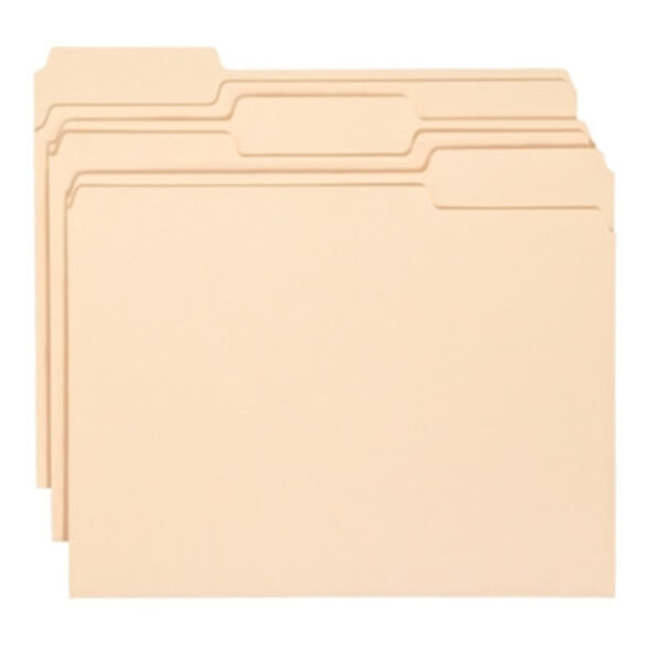 File Folders, 1-3-Cut Tab, Letter, Manila, Box of 100