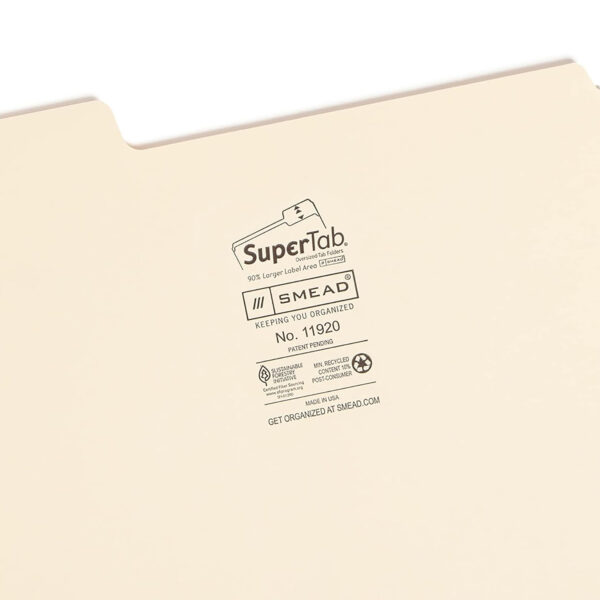 SuperTab File Folder, Oversized 1-3-Cut Tab, Letter Size, Manila, Pack of 24