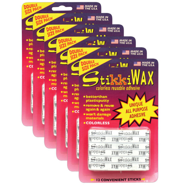 StikkiWAX Adhesive Bars-Sticks, 12 Per Pack, 6 Packs