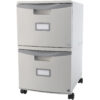 2 Drawer Mobile File Cabinet with Lock, Gray