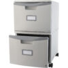 2 Drawer Mobile File Cabinet with Lock, Gray