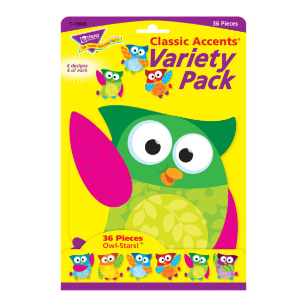 Owl-Stars! Classic Accents Variety Pack, 36 Per Pack, 3 Packs
