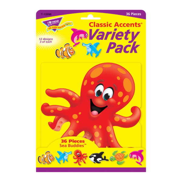 Sea Buddies Classic Accents Variety Pack, 36 Per Pack, 3 Packs