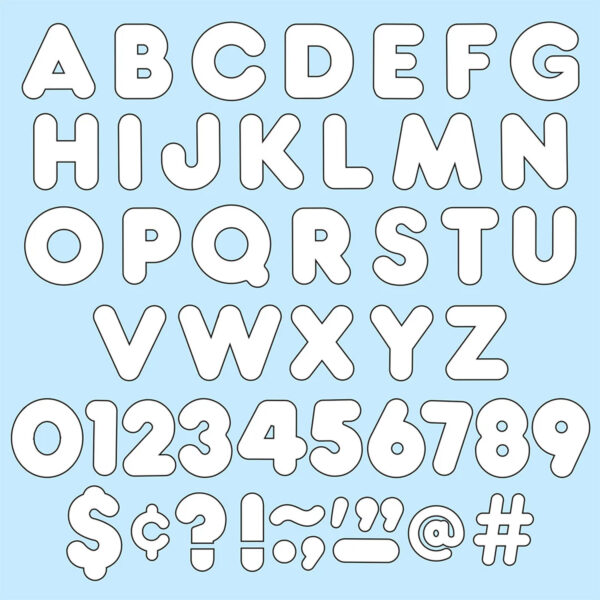 White 4" Casual Uppercase Ready Letters, 6 Packs