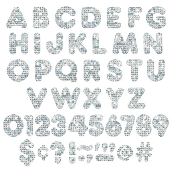 Silver Sparkle 4" Casual Uppercase Ready Letters, 71 Per Pack, 3 Packs