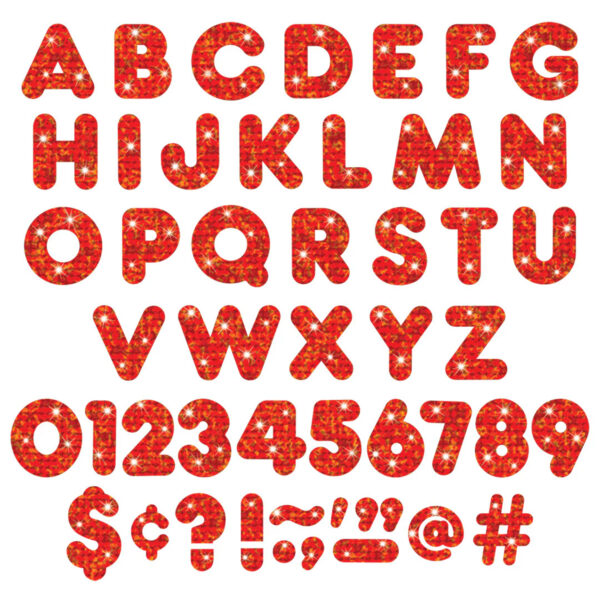 Red Sparkle 4" Casual Uppercase Ready Letters, 3 Packs
