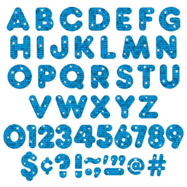 Blue Sparkle 4" Casual Uppercase Ready Letters, 71 Per Pack, 3 Packs