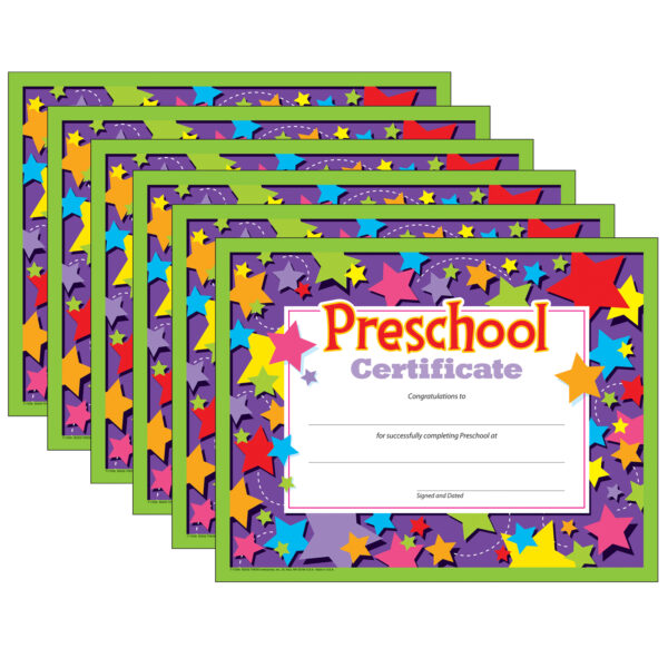 ERST-17006-6.jpg Preschool Certificate, 30 Per Pack, 6 Packs
