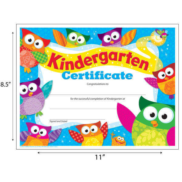 Kindergarten Certificate Owl-Stars!, 30 Per Pack, 6 Packs