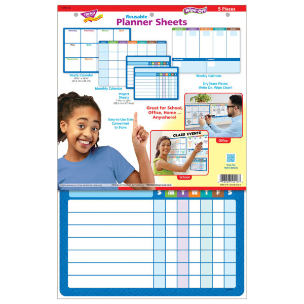 Wipe-Off Planner Sheets, 5 Per Set, 2 Sets