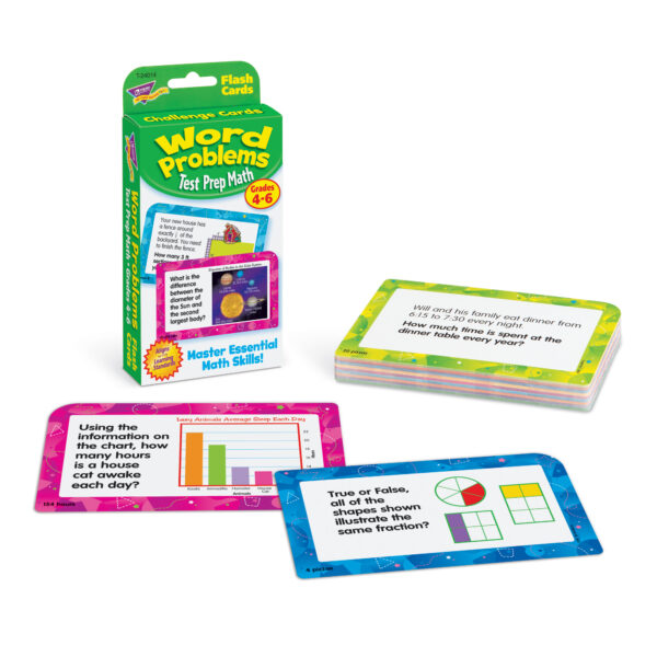Word Problems Test Prep Math, Grades 4-6 Challenge Cards, 6 Packs