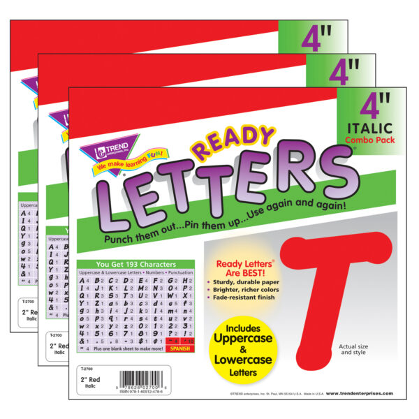 ERST-2700-3.jpg Red 4" Italic Combo Ready Letters, 193 Per Pack, 3 Packs