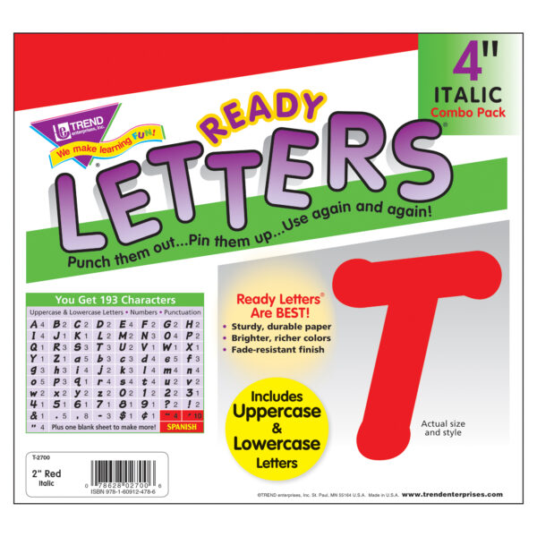 ERST-2700-3_2.jpg Red 4" Italic Combo Ready Letters, 193 Per Pack, 3 Packs