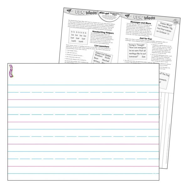 Handwriting Paper Wipe-Off Chart, 17" x 22", Pack of 6