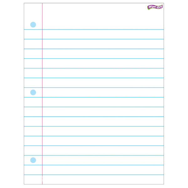 Notebook Paper Wipe-Off Chart, 17" x 22", Pack of 6