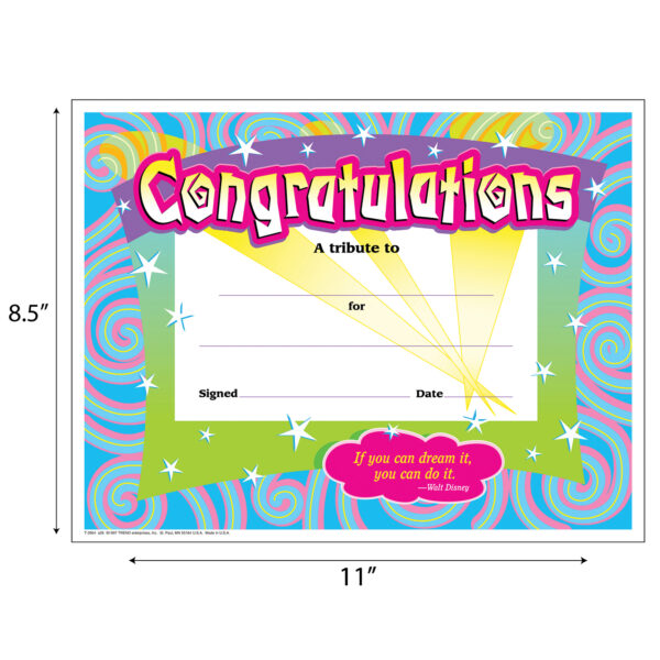 Congratulations-Swirls Colorful Classics Certificates, 30 Per Pack, 6 Packs