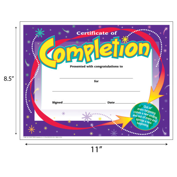 Certificate of Completion Colorful Classics Certificates, 30 Per Pack, 6 Packs