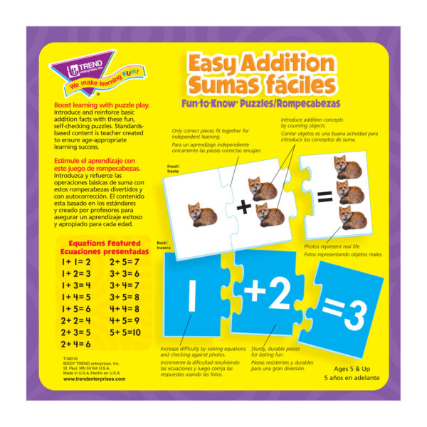 Easy Addition-Sumas faciles Fun-to-Know Puzzles, Pack of 2