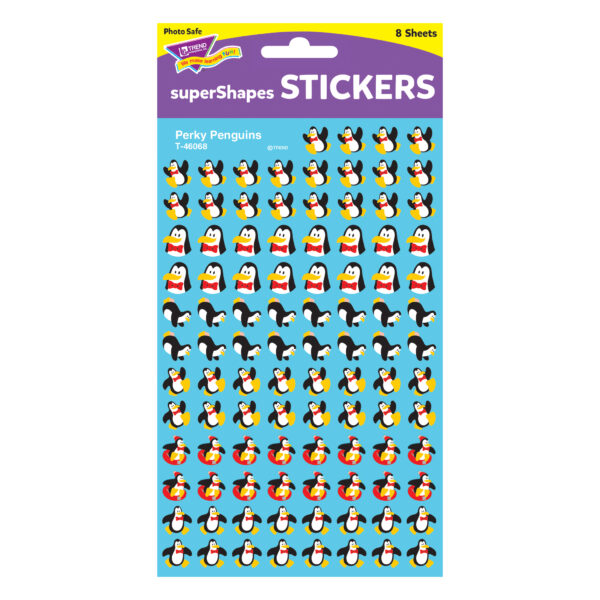 Perky Penguins superShapes Stickers, 800 Per Pack, 6 Packs