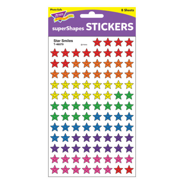 Star Smiles superShapes Stickers, 800 Per Pack, 6 Packs