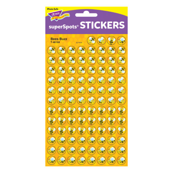 Bees Buzz superSpots Stickers, 800 Per Pack, 6 Packs