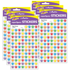 Paw Prints superSpots Stickers, 800 Per Pack, 6 Packs