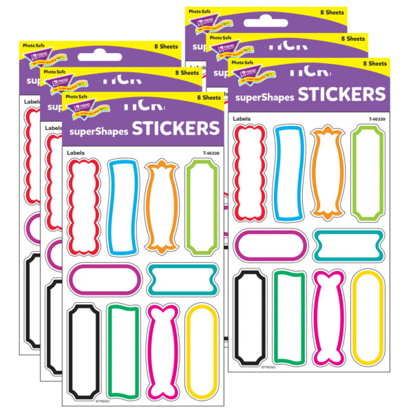 T-46339 Terrific Labels-superShapes Labels superShapes Stickers-Large, 80 Per Pack, 6 Packs