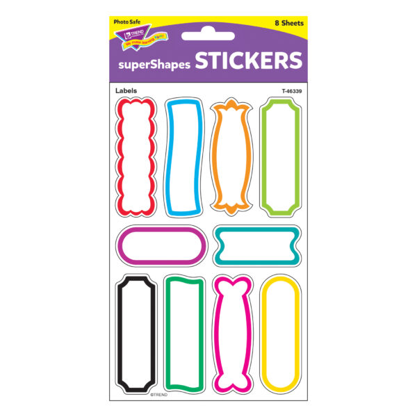 T-46339 Terrific Labels-superShapes Labels superShapes Stickers-Large, 80 Per Pack, 6 Packs