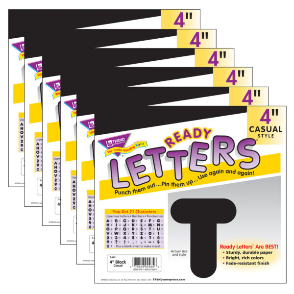 ERST-465-6.jpg Black 4" Casual Uppercase Ready Letters, 6 Packs