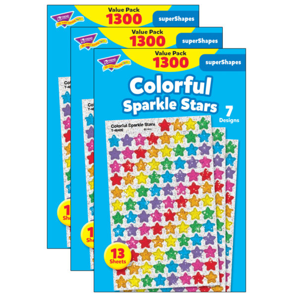 ERST-46910-3.jpg Colorful Sparkle Stars superShapes Value Pack, 1300 Per Pack, 3 Packs