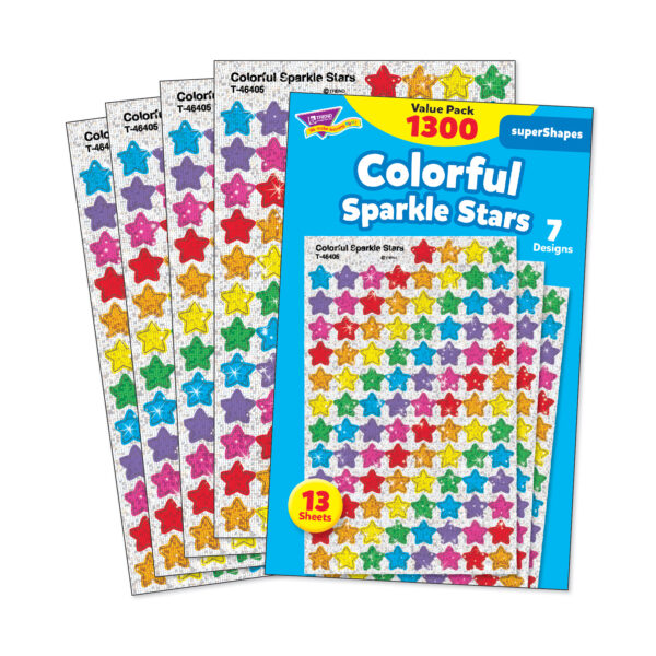 ERST-46910-3_1.jpg Colorful Sparkle Stars superShapes Value Pack, 1300 Per Pack, 3 Packs