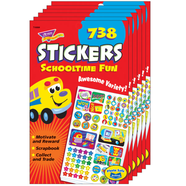 ERST-5008-6.jpg Schooltime Fun Sticker Pad, 738 Sticker Per Pad, Pack of 6