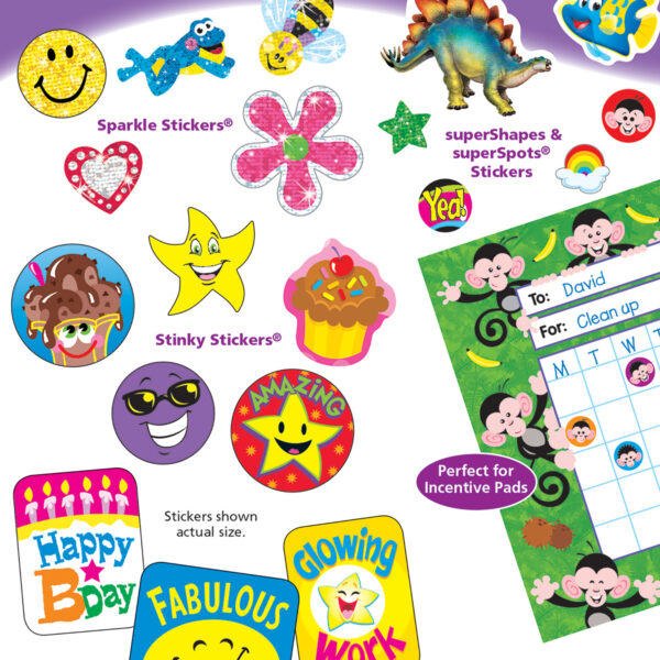 Super Stars & Smiles Sticker Pad, 738 Stickers Per Pad, 6 Pads