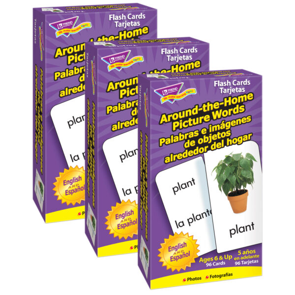 ERST-53015-3.jpg Around-the-Home-Palabras (EN-SP) Skill Drill Flash Cards, 3 Packs