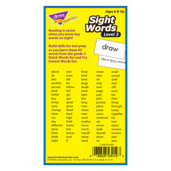 ERST-53019-3_5.jpg Sight Words Level 3 Skill Drill Flash Cards, 3 Packs