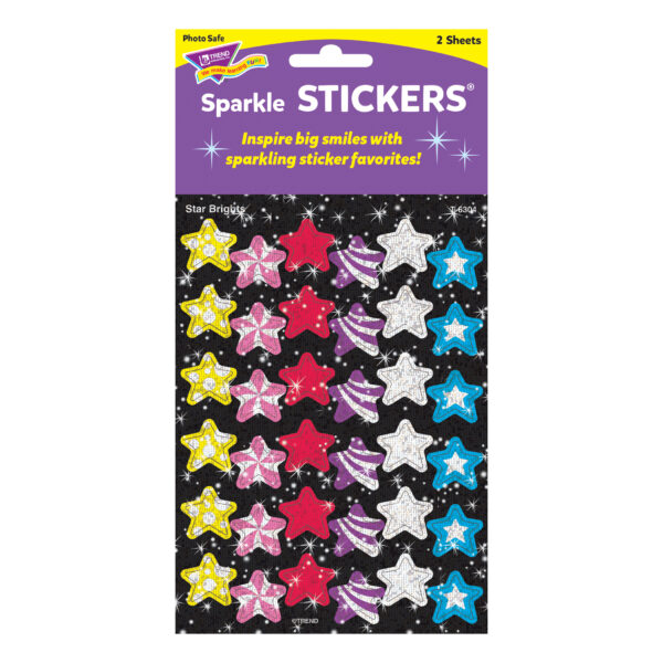 Star Brights Sparkle Stickers, 72 Per Pack, 12 Packs