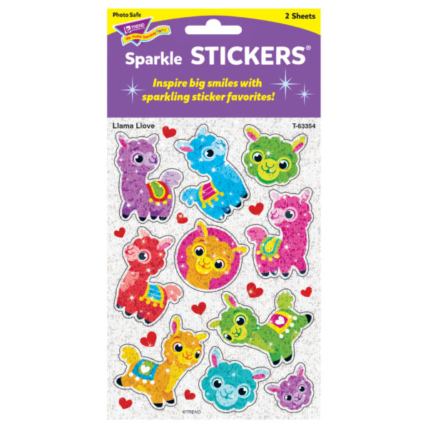 Llama Llove Sparkle Stickers, 20 Per Pack, 6 Packs