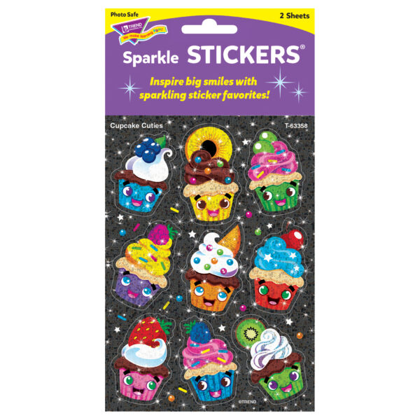 Cupcake Cuties Sparkle Stickers, 18 Per Pack, 6 Packs