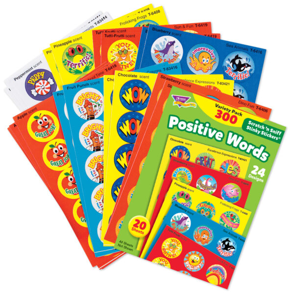 ERST-6480-3_1.jpg Positive Words Stinky Stickers Variety Pack, 300 Per Pack, 3 Packs