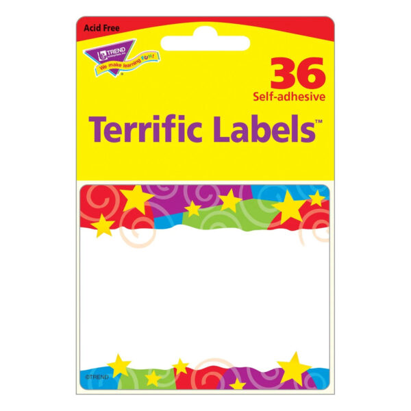 Stars 'n Swirls Terrific Labels, 36 Per Pack, 6 Packs