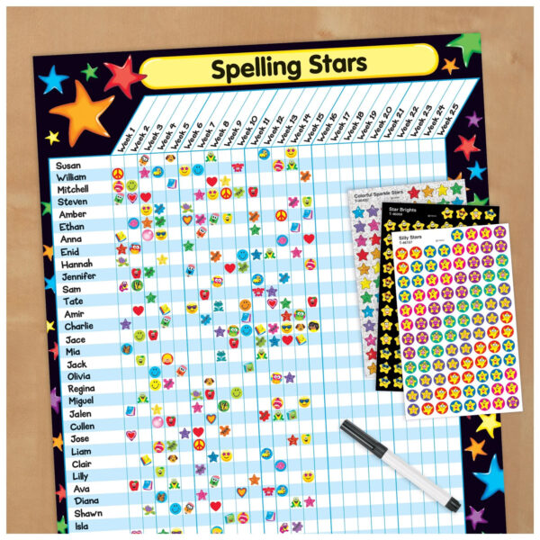 Gel Stars Incentive Chart, 17" x 22", Pack of 6