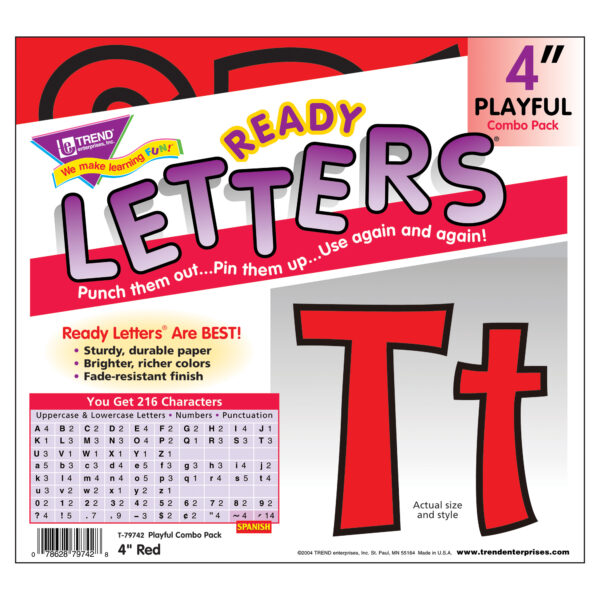 Red 4" Playful Combo Ready Letters, 3 Packs