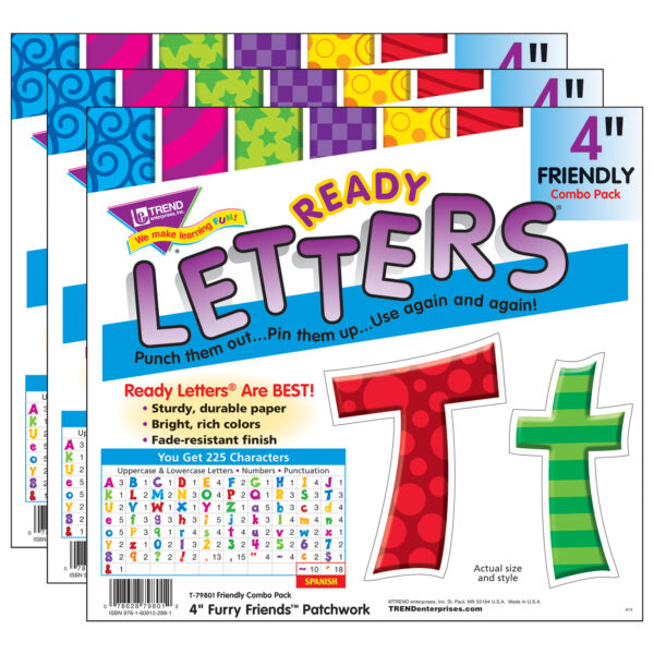 Patchwork FF 4" Friendly Combo Ready Letters, 3 Packs