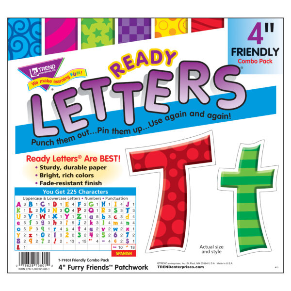 Patchwork FF 4" Friendly Combo Ready Letters, 3 Packs