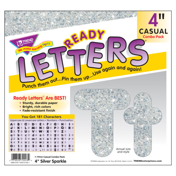 ERST-79943-3_2-1.jpg Silver Sparkle 4" Casual Combo Ready Letters, 3 Packs