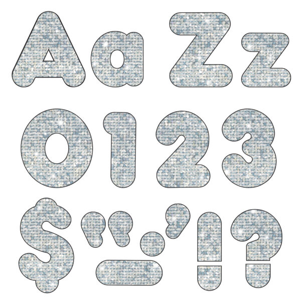 ERST-79943.jpg Silver Sparkle 4" Casual Combo Ready Letters