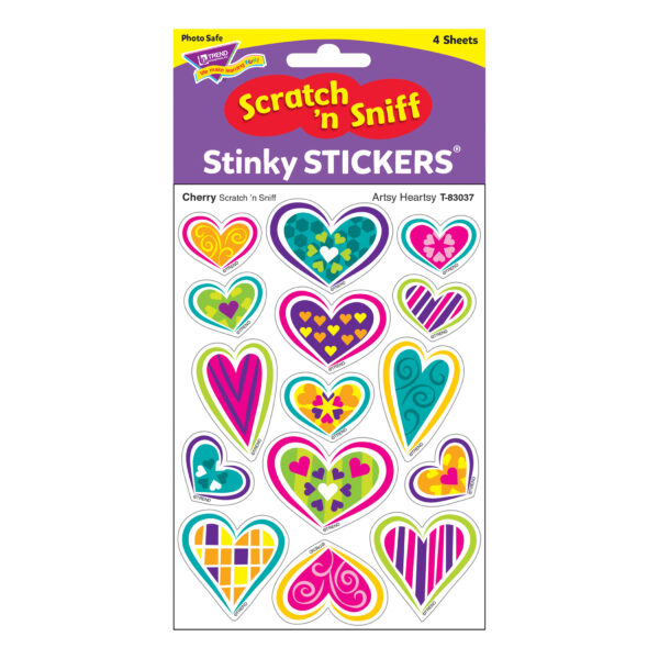 Artsy Heartsy-Cherry Mixed Shapes Stinky Stickers, 60 Per Pack, 6 Packs
