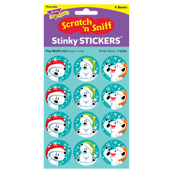 ERST-83303-6_2.jpg Winter Bears-PepBEARmint Stinky Stickers, 48 Per Pack, 6 Packs